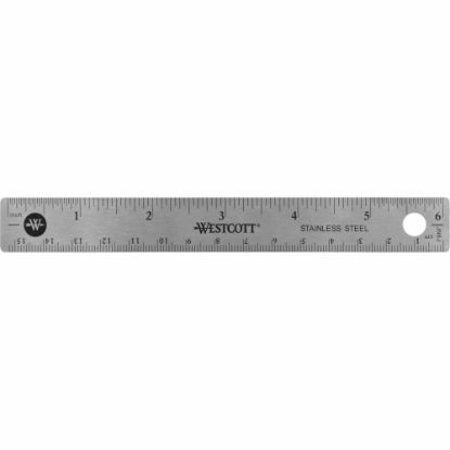 Picture of Westcott Stainless Steel Rulers, 6in L x 0.8in W, Stainless Steel, Pack Of 12