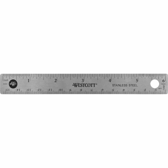 Picture of Westcott Stainless Steel Rulers, 6in L x 0.8in W, Stainless Steel, Pack Of 12