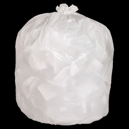 Picture of Genuine Joe 75% Recycled Heavy-Duty Contractor Trash Bags, 13 Gallons, 24in x 31in, White, Box Of 150