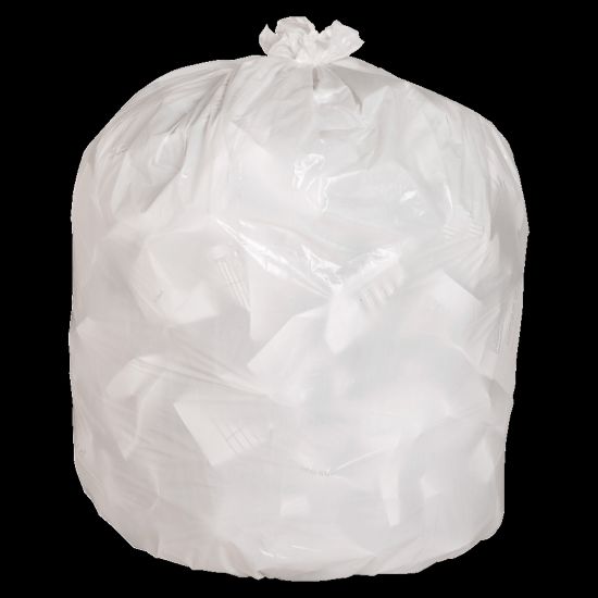 Picture of Genuine Joe 75% Recycled Heavy-Duty Contractor Trash Bags, 13 Gallons, 24in x 31in, White, Box Of 150