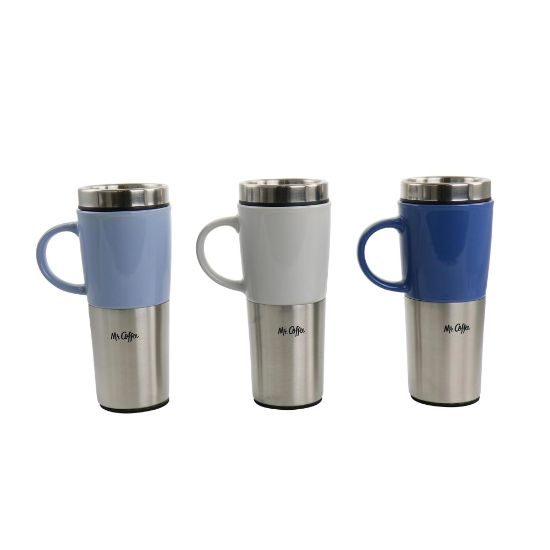 Picture of Mr. Coffee Travertine Travel Mug Set, 16 Oz, Assorted Colors