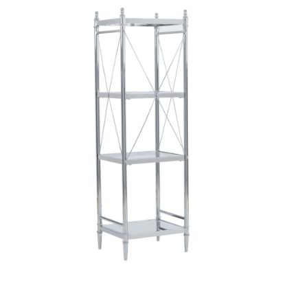 Picture of Linon Pelia 4-Tier Metal/Glass Shelf, 52-1/4inH x 16-1/8inW x 14-1/8inD, Chrome