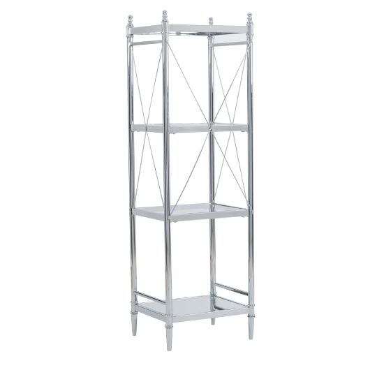 Picture of Linon Pelia 4-Tier Metal/Glass Shelf, 52-1/4inH x 16-1/8inW x 14-1/8inD, Chrome