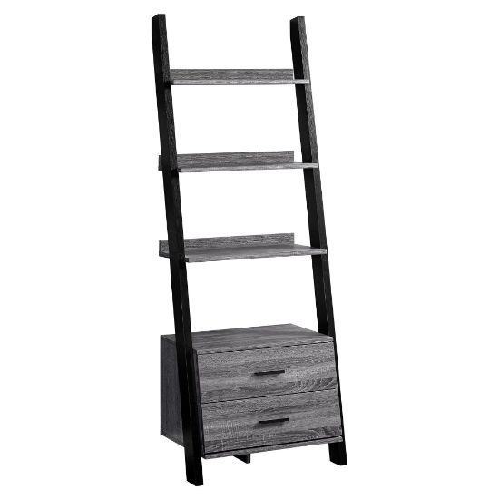 Picture of Monarch Specialties 4-Shelf Ladder Bookcase, Black/Gray