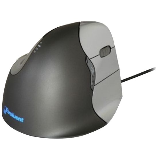 Picture of Evoluent VerticalMouse 4 Right Mouse - Optical - Cable - 1 - USB 2.0 - 2600 dpi - Scroll Wheel - 6 Button(s) - 6 Programmable Button(s) - Right-handed