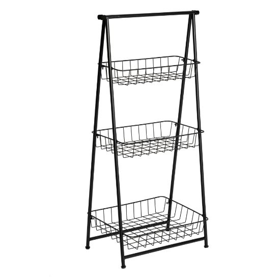 Picture of Honey Can Do Folding A-Frame Entryway Shelf, 3 Tiers, 35-13/16inH x 17-5/16inW x 11-13/16inD, Black