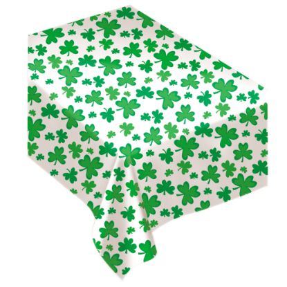 Picture of Amscan St. Patricks Day Shamrocks Flannel-Backed Vinyl Table Covers, 54in x 90in, Green, Pack Of 2 Table Covers