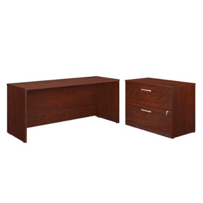 Picture of Sauder Affirm Collection Executive Desk With 2-Drawer Lateral File, 72inW x 24in, Classic Cherry