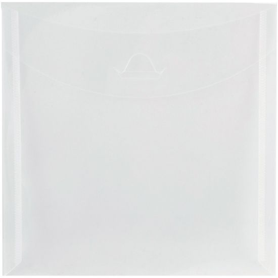 Picture of JAM Paper Plastic 6 1/8in x 6 1/8in Envelopes, Tuck Flap Closure, Clear, Pack Of 12