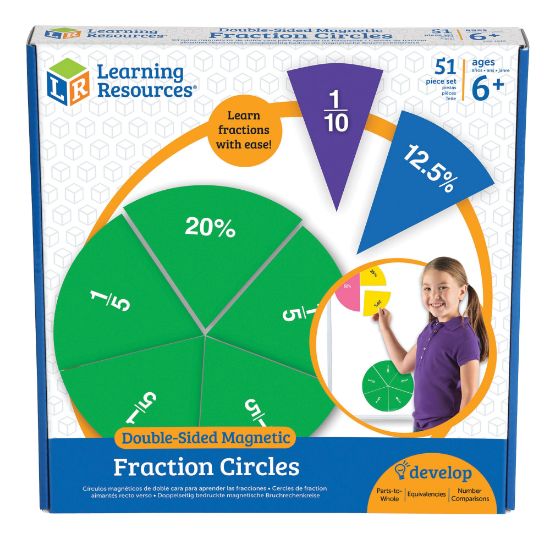 Picture of Learning Resources Double-Sided Magnetic Fraction Circles, 7 1/2in, Grades 1-9, Set Of 9