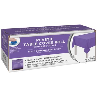 Picture of Amscan Boxed Plastic Table Roll, New Purple, 54in x 126'