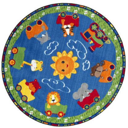 Picture of Flagship Carpets Cutie Train Rug, Round, 5ft, Multicolor