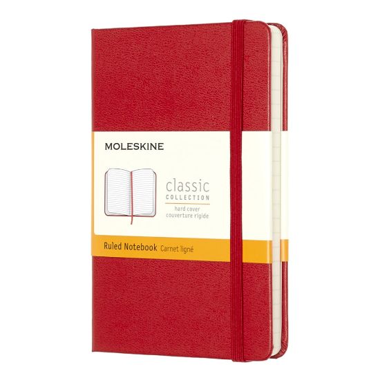 Picture of Moleskine Classic Hard Cover Notebook, 3-1/2in x 5-1/2in, Ruled, 192 Pages, Red