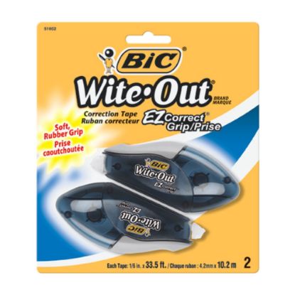 Picture of BIC Wite-Out EZ CORRECT Grip Correction Tape - 33.50 ft Length - 1 Line(s) - White Tape - Rubber Grip - 2 / Pack - White