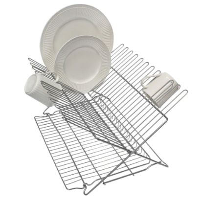 Picture of Better Houseware Extra-Large Metallic Folding Dish Rack, 10-3/4inH x 12-1/4inW x 18inD, White