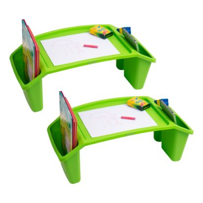 Picture of Mind Reader Kids Lap Desk Activity Tray Portable Drawing Lap Desk With Side Storage, 8-1/2inH x 10-3/4inW x 22-1/4inD, Green, Set Of 2 Desks