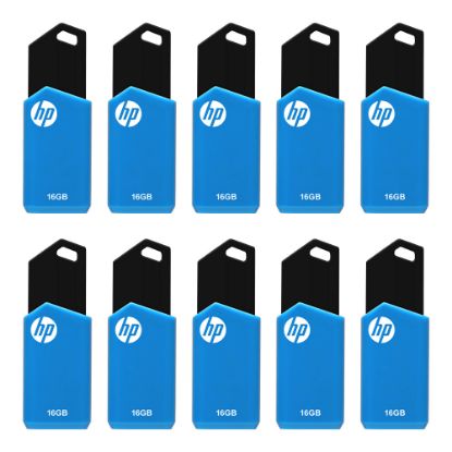 Picture of HP v150w USB 2.0 Flash Drives, 16GB, Blue, Pack of 10