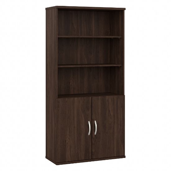 Picture of Bush Business Furniture Hybrid 73inH 5-Shelf Bookcase With Doors, Black Walnut, Standard Delivery