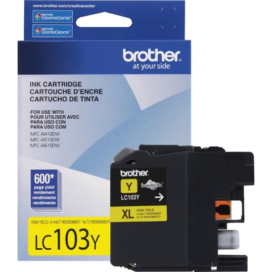 Picture of Brother LC103 Yellow High-Yield Ink Cartridge, LC103Y