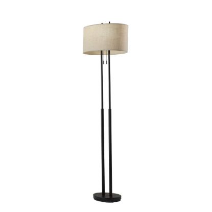 Picture of Adesso Duet Floor Lamp, 64inH, Taupe Shade/Antique Bronze Base