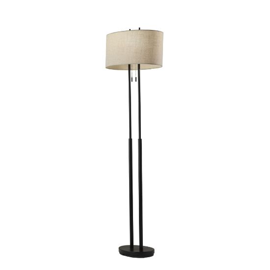 Picture of Adesso Duet Floor Lamp, 64inH, Taupe Shade/Antique Bronze Base