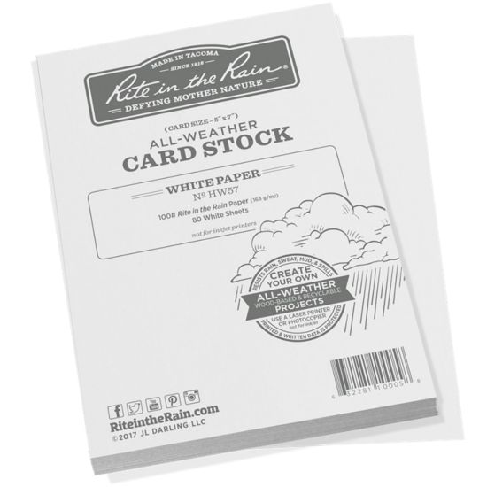 Picture of Rite In The Rain All-Weather Card Stock, 5in x 7in, White, 100 Lb, Pack Of 80