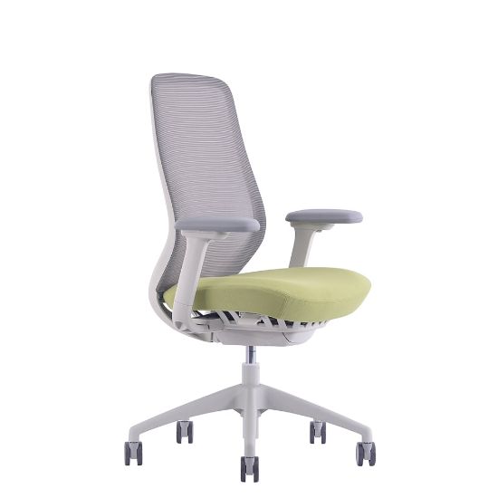 Picture of WorkPro 6000 Series Multifunction Ergonomic Mesh/Fabric High-Back Executive Chair, White Frame/Lime Seat, BIFMA Compliant