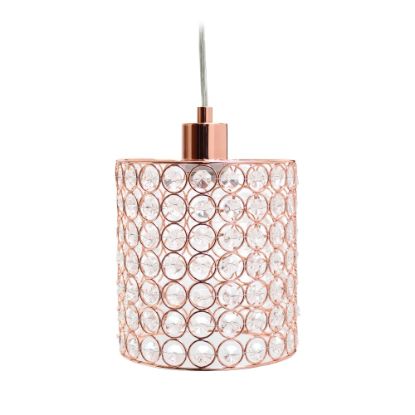 Picture of Elegant Designs 1-Light Ellipse Cylinder Pendant Lamp, 6-3/4inW, Crystal/Rose Gold