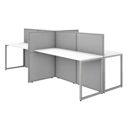 Picture of Bush Business Furniture Easy Office 60inW 4-Person Cubicle Desk Workstation With 45inH Panels, Pure White/Silver Gray, Standard Delivery