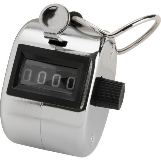 Picture of Sparco Finger Ring Tally Counter - 4 Digit - Finger Ring - Handheld - Chrome Plated Steel - Silver