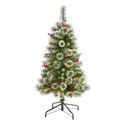 Picture of Nearly Natural Frosted Swiss Pine Artificial Christmas Tree, 4'H