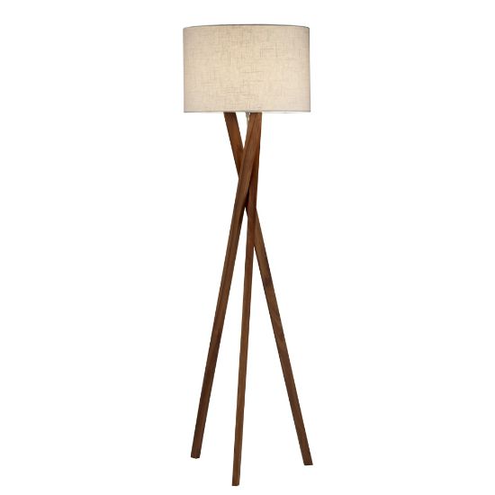 Picture of Adesso Brooklyn Floor Lamp, 63inH, White Shade/Walnut Base