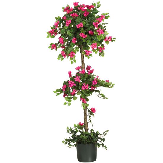 Picture of Nearly Natural 5ftH Polyester Mini Bougainvillea Topiary With Planter, Green/Pastel