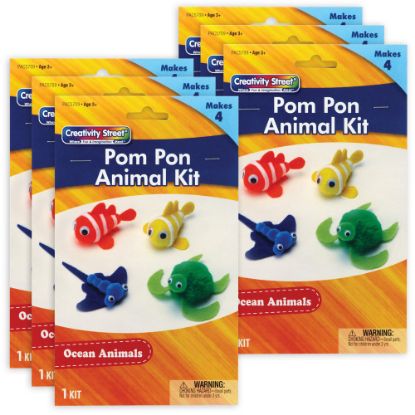 Picture of Creativity Street Pom Pom Animal Kits, Ocean Animals, 4 Animals Per Kit, Set Of 6 Kits