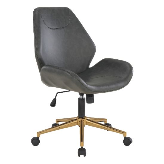 Picture of Office Star Reseda Ergonomic Faux Leather Mid-Back Office Chair, Black/Gold