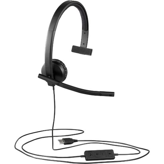 Picture of Logitech USB Headset Mono H570e - Mono - USB - Wired - 31.50 Hz - 20 kHz - Over-the-head - Monaural - Supra-aural - Noise Cancelling, Electret Microphone