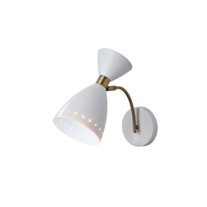 Picture of Adesso Oscar Wall Lamp, 6-1/4inW, White/Antique Brass