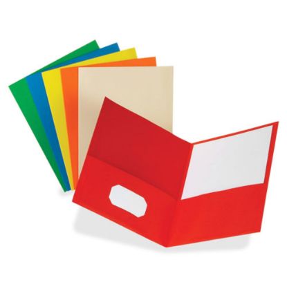 Picture of Oxford Letter Recycled Pocket Folder - 8 1/2in x 11in - 100 Sheet Capacity - 2 Internal Pocket(s) - Leatherette - Red - 10% Recycled - 25 / Box