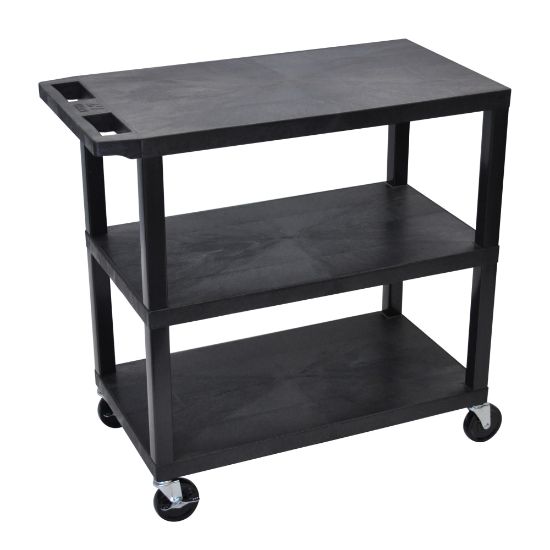 Picture of Luxor E-Series Plastic Cart, 3-Shelves, 36 1/4inH x 35 1/4inW x 18inD, Black