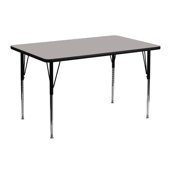 Picture of Flash Furniture 48inW Rectangular HP Laminate Activity Table With Standard Height-Adjustable Legs, Gray