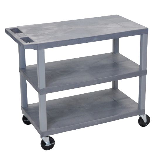 Picture of Luxor E-Series Plastic Cart, 3-Shelves, 36 1/4inH x 35 1/4inW x 18inD, Gray