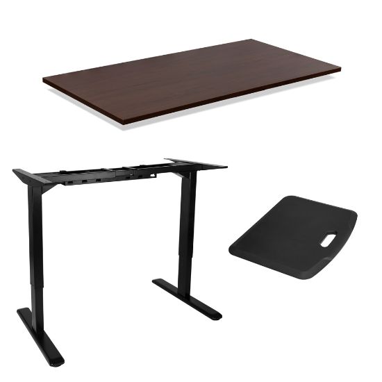 Picture of Mount-It! MI-STP102 Electric 24inW Executive Standing Desk With Anti-Fatigue Mat, Nut Brown/Black