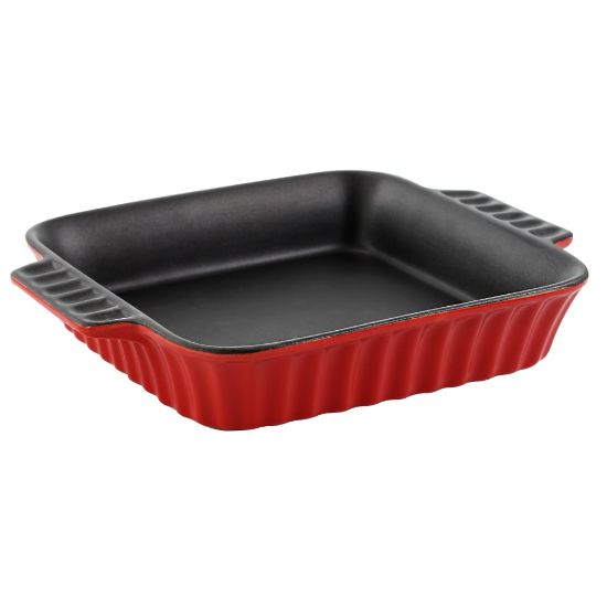 Picture of Crock-Pot Denhoff Non-Stick Ribbed Casserole Dish, 8in, Red