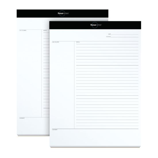 Picture of TOPS FocusNotes 15-lb Legal Pads, 8 1/2in x 11in, 50 Sheets Per pad, White, Pack Of 2