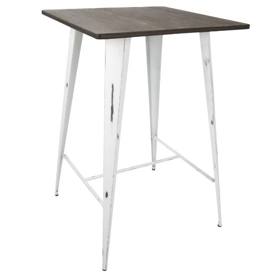 Picture of Lumisource Oregon Industrial Table, Square, Vintage White/Espresso