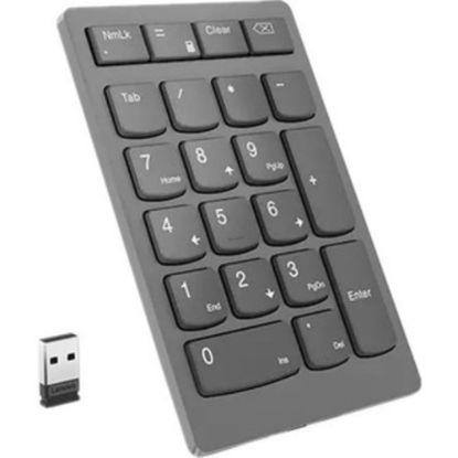 Picture of Lenovo Go Wireless Numeric Keypad - Wireless Connectivity - RF - 2.40 GHz Calculator, TAB, Equal, Esc Hot Key(s) - PC - Scissors Keyswitch - Storm Gray