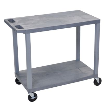 Picture of Luxor E-Series Plastic Cart, 2-Shelves, 35 1/4inH x 32inW x 18inD, Gray