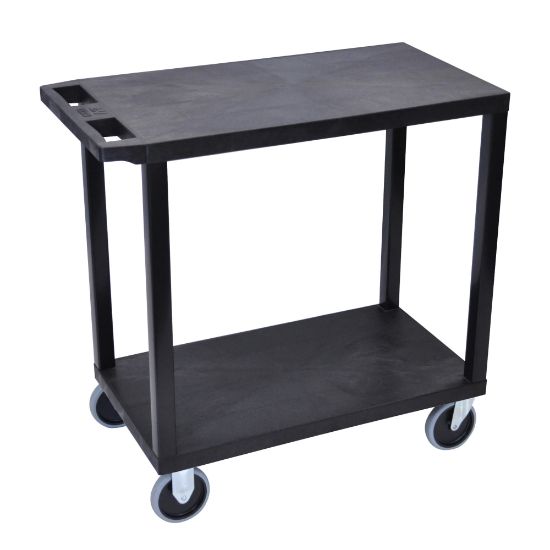 Picture of Luxor E-Series Plastic Cart, 2-Shelves, Heavy-Duty, 36 1/4inH x 32inW x 18inD, Black