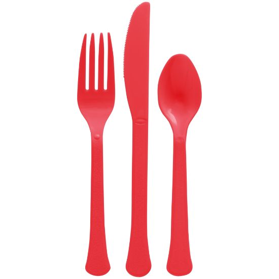 Picture of Amscan Boxed Heavyweight Cutlery Assortment, Apple Red, 200 Utensils Per Pack, Case Of 2 Packs