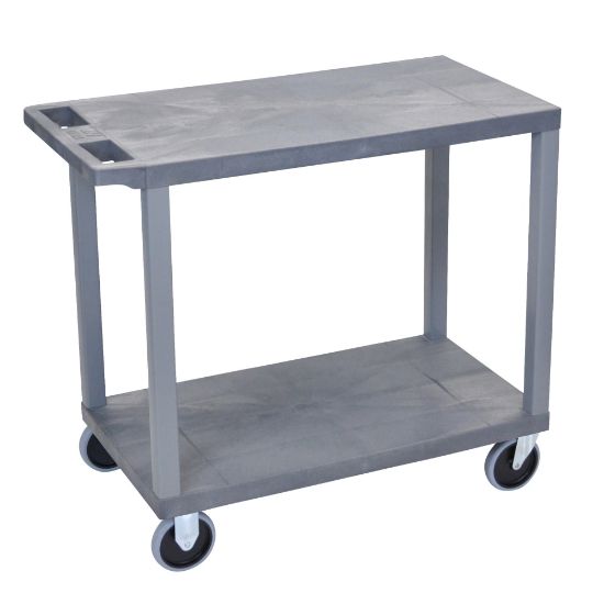 Picture of Luxor E-Series Plastic Cart, 2-Shelves, Heavy-Duty, 36 1/4inH x 32inW x 18inD, Gray